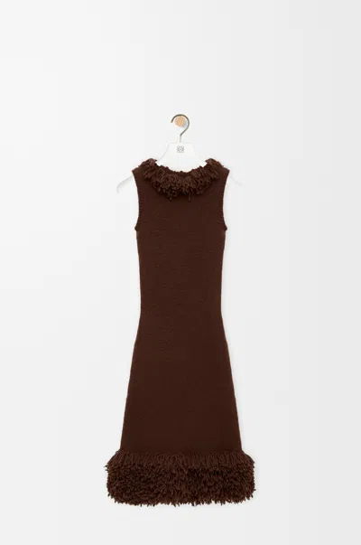 Loewe Dress In Wool Blend In Brown