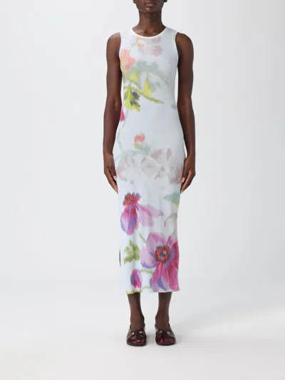 Loewe Silk-blend Dress With Floral Digital Print In White
