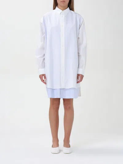 Loewe Women Cotton And Silk Blend Shirt Dress In White