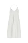 Loewe Flamenco Knotted Leather-trimmed Voile Halterneck Mini Dress In White