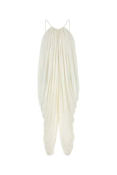 Loewe Draped Halter Neck Dress With Open Back In White