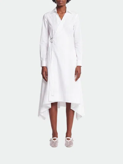 Loewe Asymmetric Draped Silk Dress In White