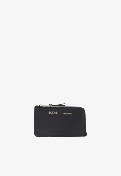 Loewe Duet Leather Zip Cardholder In Black