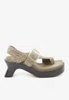 Loewe Brushed Suede Toe-loop Buckle Sandals In Green