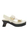 Loewe Ease 70 Oversized Buckle Suede Sandals In Nude