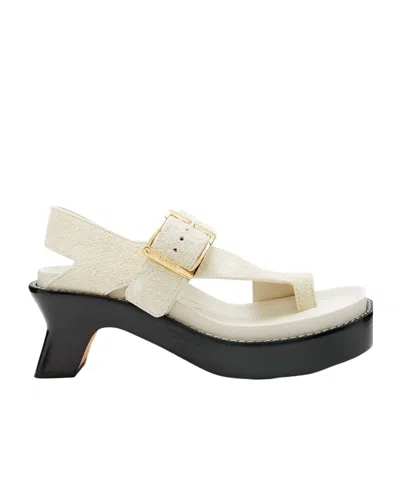 LOEWE EASE HEEL SANDAL IN BRUSHED SUEDE