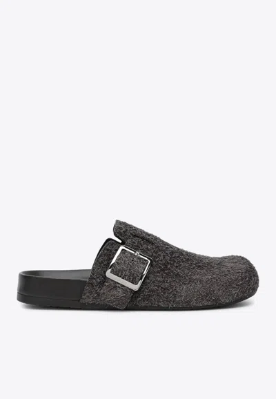 LOEWE EASE BUCKLE BRUSHED SUEDE CLOGS