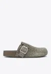 Loewe Textured Surface Slip-on Slippers In Khaki