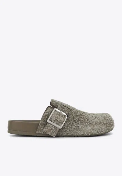 LOEWE EASE BUCKLE BRUSHED SUEDE CLOGS