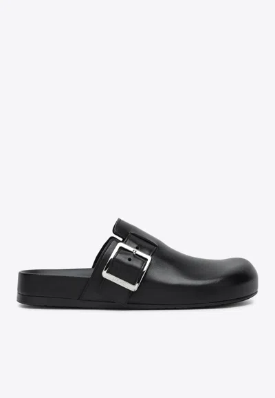 Loewe Ease Buckle Leather Clogs In Black