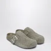 Loewe Ease Buckle Brushed Suede Mules In Gray