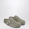 Loewe Ease Buckle Brushed Suede Mules In Green