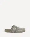 Loewe Ease Buckle Brushed Suede Mules In Green