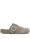 Loewe Textured Surface Slip-on Slippers In Green
