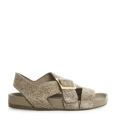 LOEWE EASE BUCKLE SANDAL IN BRUSHED SUEDE