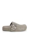 Loewe Slippers Ease Buckle In Pelle Scamosciata Kaki  Uomo In Gray