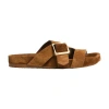Loewe Ease Buckle Slides In Calfskin Suede In Brown
