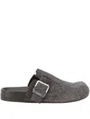 Loewe Mud Suede Ease Buckle Slippers In Brown