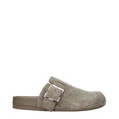 Loewe Ease Clogs And Slide Sandals Men Suede Green/khaki