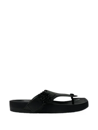 Pre-owned Loewe Ease Embellished Slippers In Black
