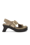 Loewe Khaki Open Toe Sandals In Khaki Green