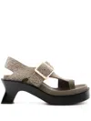 Loewe Khaki Open Toe Sandals In Beige