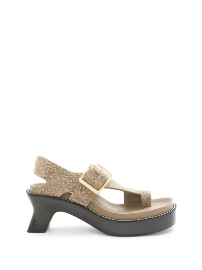 LOEWE EASE HEEL SANDALS IN BRUSHED SUEDE