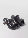 Loewe Ease Heel Slide 90 Sandals With Contrast Stitching In Black
