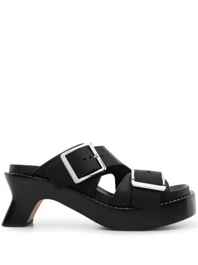 Loewe Ease Leather Sandals In Black