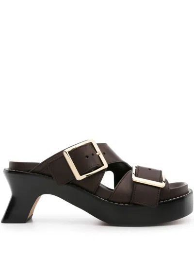 Loewe Ease Leather Sandals In Brown