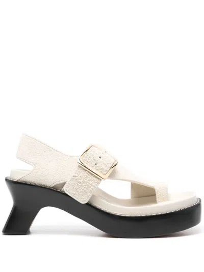 Loewe Ease Leather Sandals In White