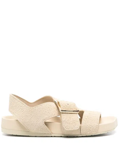 Loewe Ease Leather Sandals In White