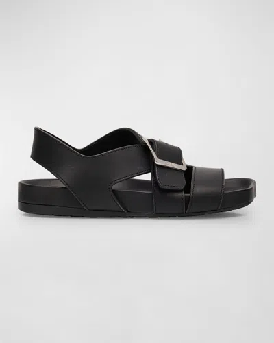 Loewe Ease Leather Toe-ring Comfort Sandals In 1100 Black