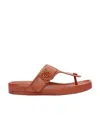 Loewe Leather Medallion Comfort Thong Sandals In Brown