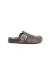 Loewe Mud Suede Ease Buckle Slippers In Gray