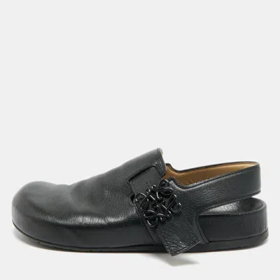 Pre-owned Loewe Ease Size 40 Black Leather Slingback Sandals