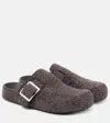 Loewe Mud Suede Ease Buckle Slippers In Braun