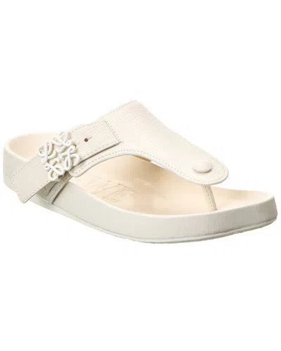 Loewe Ease Toe Post Leather Sandal In White