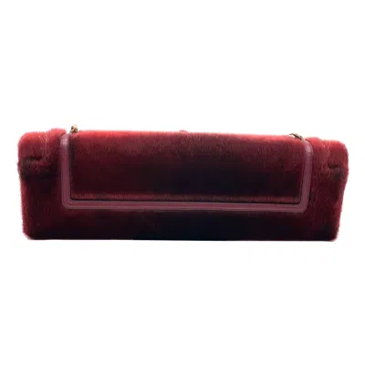 Pre-owned Loewe East West Burgundy Leather Fur Handbag Vintage In Red