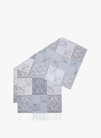 Loewe Echarpe Anagram En Laine Et Cachemire In Blue