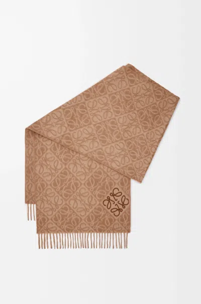 Loewe Anagram Scarf In Wool And Cashmere For Woman In Brown