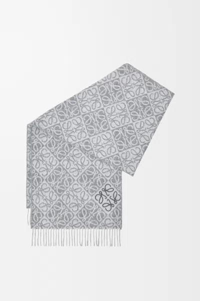 Loewe Anagram Scarf In Wool And Cashmere For Woman In Gray