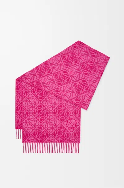 Loewe Anagram Scarf In Wool And Cashmere For Woman In Pink