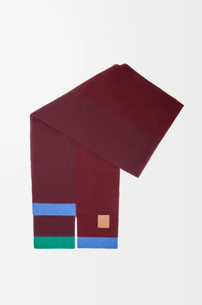 Loewe Contemporary Wool Scarf With Color Block Design In Brown