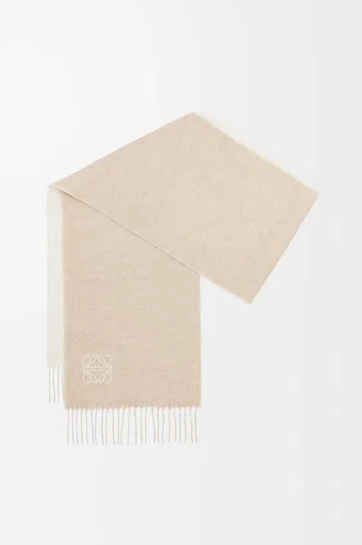 Loewe Bicolor Wool-blend Scarf In Sand