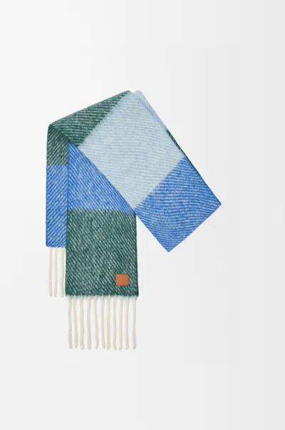 Loewe Scarf In Alpaca And Wool Blend For Woman In Blue