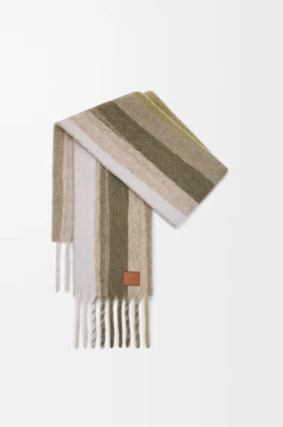 Loewe Alpaca-wool-blend Jacquard Stripe Scarf In Brown