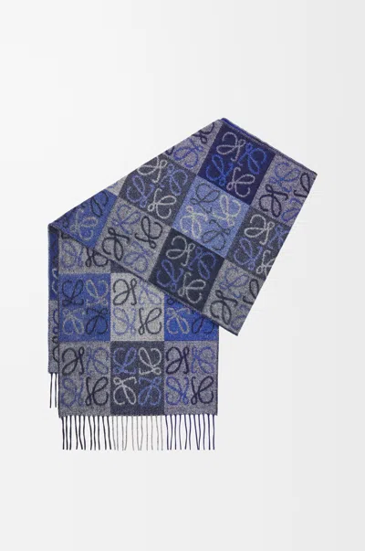 Loewe Scarf In Wool And Cashmere For Woman In Blue
