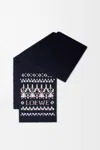 Loewe Womens Navy/multicolor Logo Intarsia Wool-blend Scarf In Blue