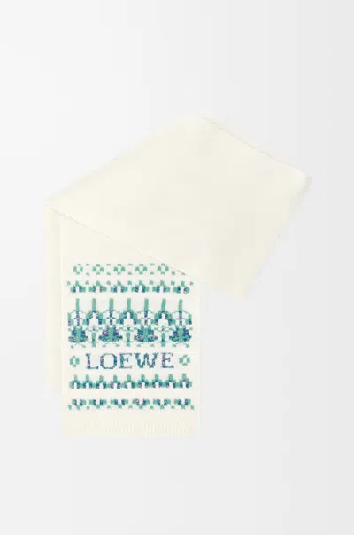 Loewe Fairisle-pattern Embellished Scarf In Neutral